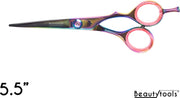 Beautytools TITANIUM LINE Duitse Kappersschaar/Professionele Knipschaar Rechtshandig - Rainbow ShortSlice (5.5 Inch) - (RS-1468)
