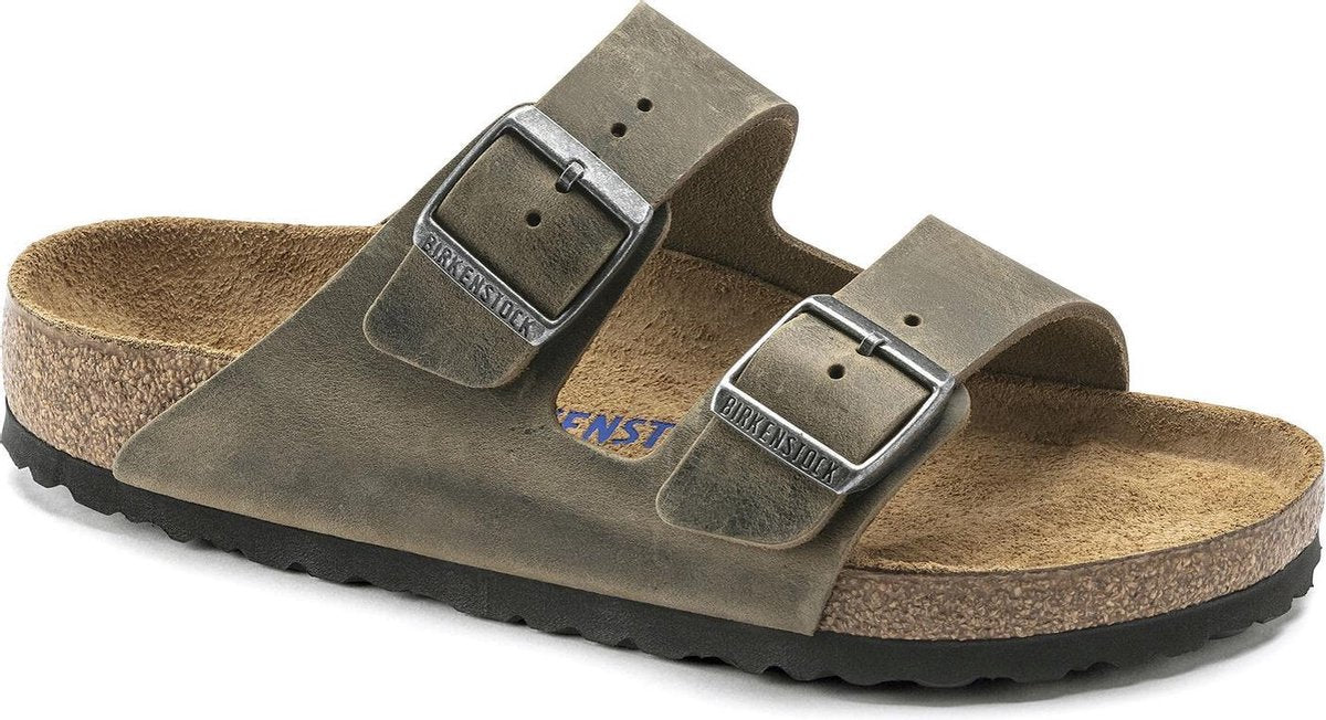 Birkenstock Arizona FL WB Faded Narrow Heren Slippers - Khaki - Maat 44