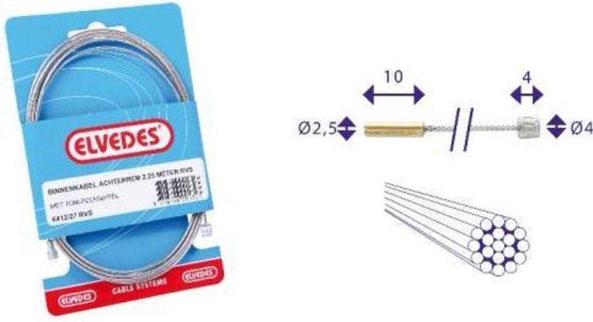 Versnellings binnenkabel s.a. 2-nippels 6451