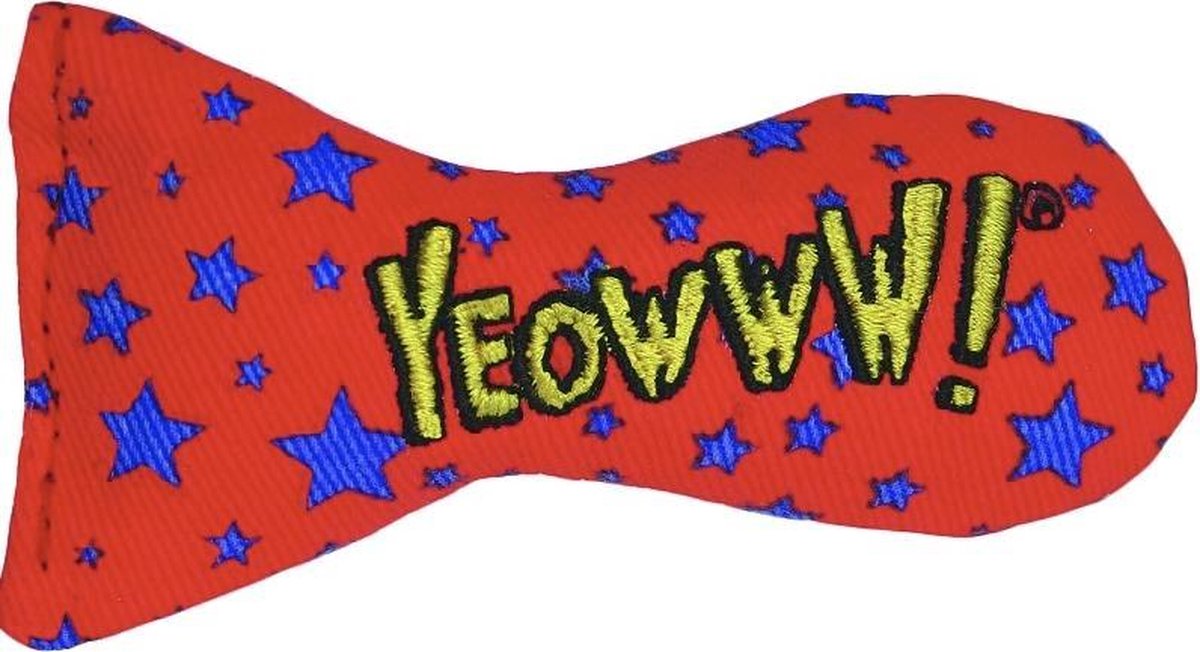 Yeowww! Stinkies Sardientje - Rood met Sterren - 7.5 cm - Catnip Kattenkruid ( Kattenspeeltjes )