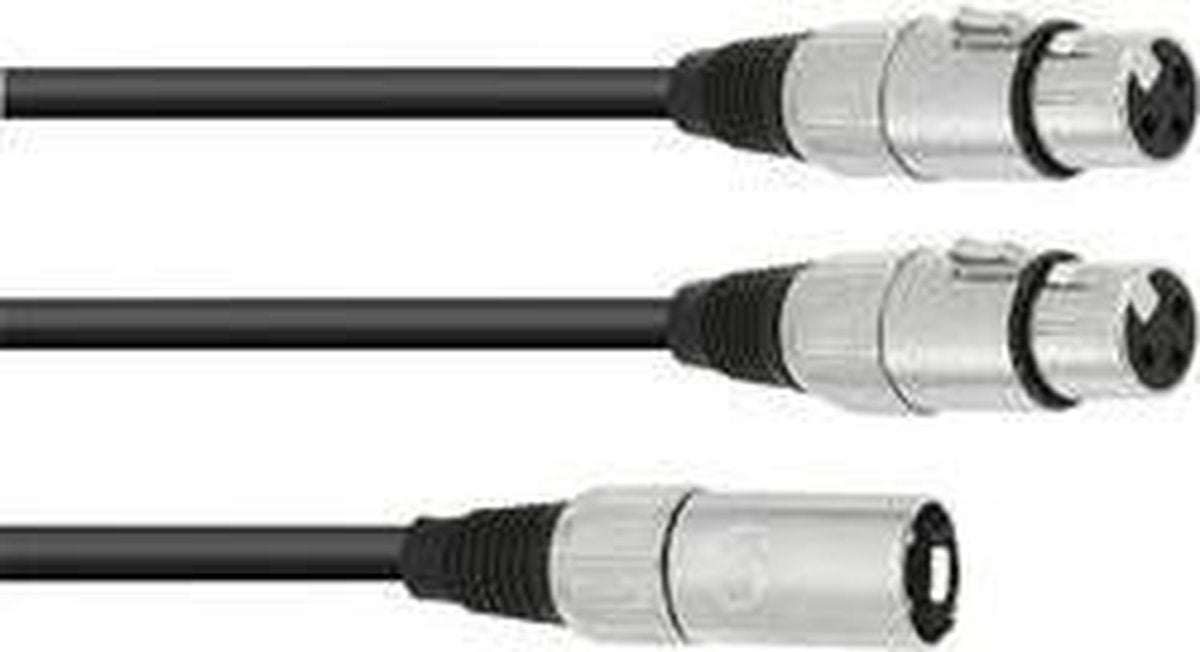 XLR Adapterkabel [1x XLR-stekker 3-polig - 2x XLR-bus 3-polig] 3.00 m Zwart Omnitronic