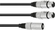 XLR Adapterkabel [1x XLR-stekker 3-polig - 2x XLR-bus 3-polig] 3.00 m Zwart Omnitronic
