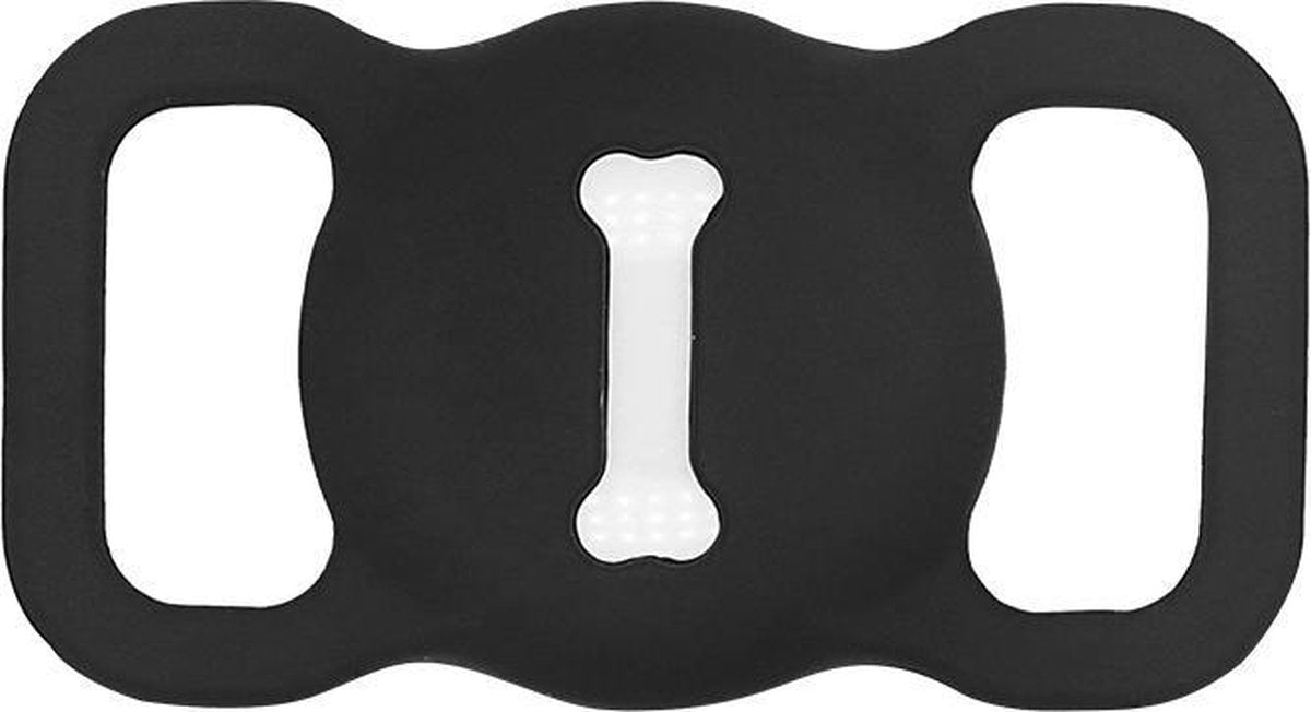 Airtag sleutelhanger halsband hoesje voor hondenriem / kattenriem - Leuk design - Voor huisdieren - Makkelijk aan te brengen - Diervriendelijk - Zwart