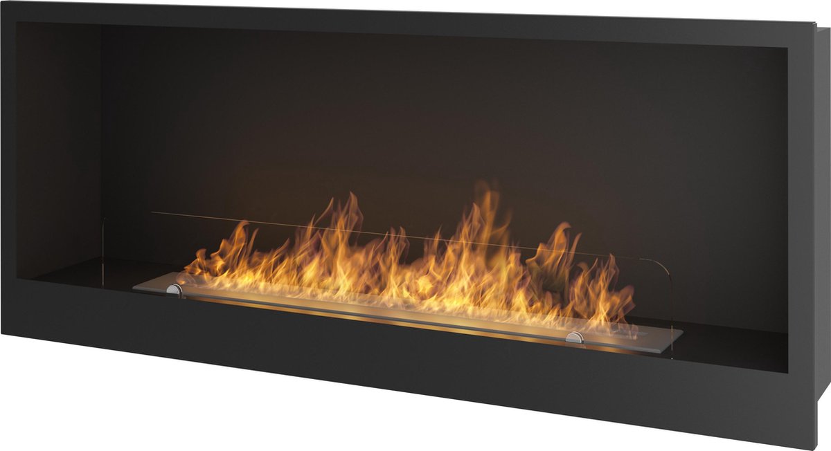 Bio ethanol haard - met glasplaat - 120x50 cm - sfeerhaard -INGEBOUWDE- ISOLATIE- inbouwhaard  -Infire inside
