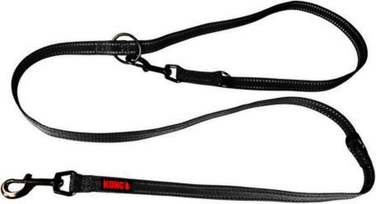 RelaxPets - Verstelbare Hondenriem - 5 Manieren Verstellen - Reflecterende Stiksels - Tot 2 Meter - Zwart - S/M