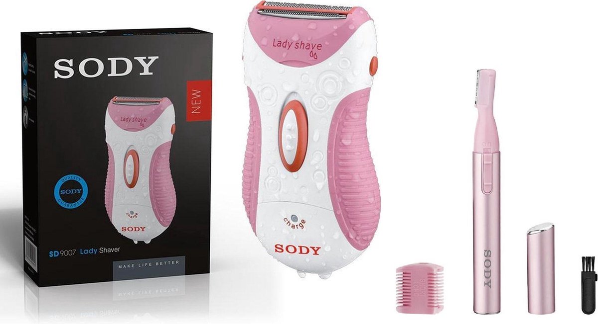 SODY 9007 Waterdicht Ladyshaver +  Precisietrimmer  -Scheerapparaat - Shaver met antisliphandvat