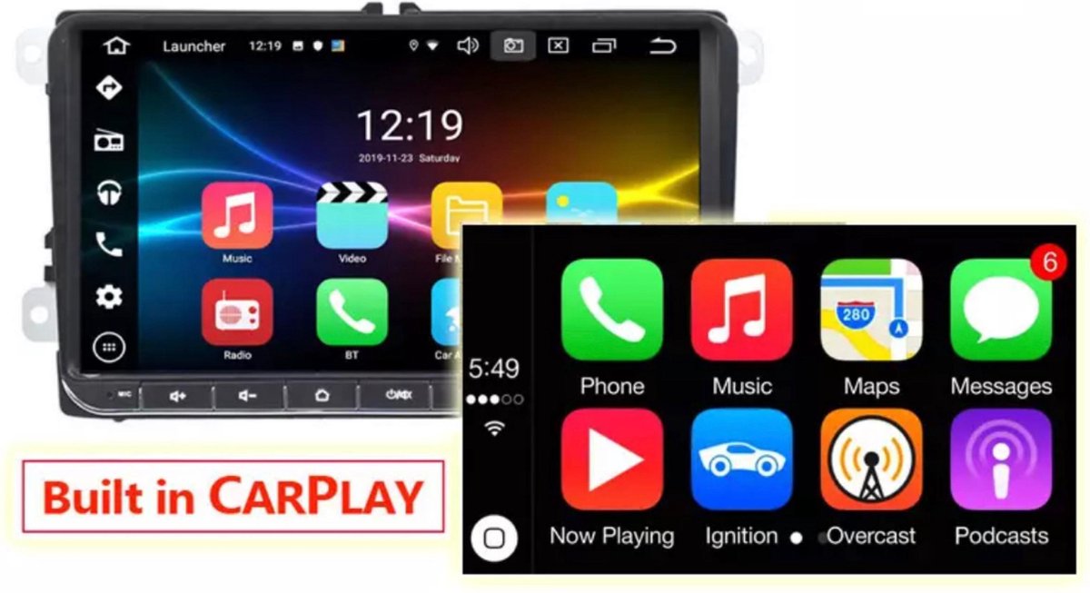 CarPlay Volkswagen Seat Skoda Android 10 navigatie 9inch Bluetooth USB WiFi 4G 2+32GB
