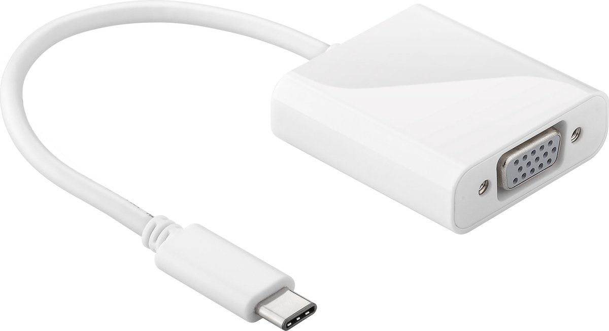 USB-C naar VGA adapter kabel USB Type C voor o.a. Macbook / Chromebook / Acer / Dell / HP / Lenovo - Wit