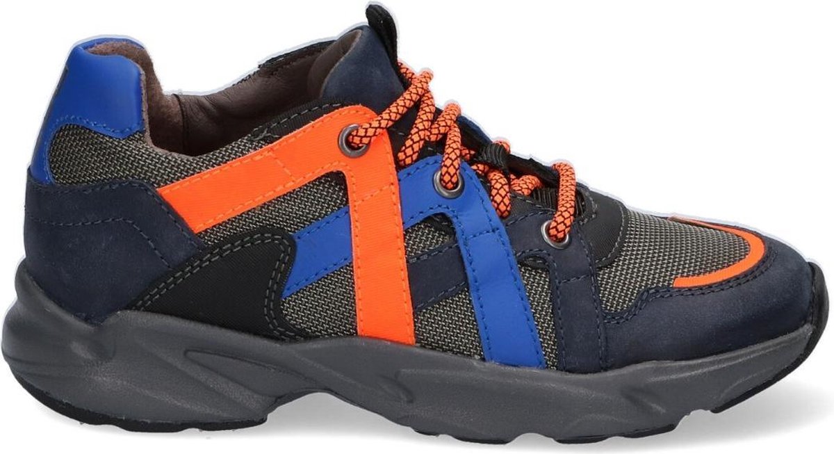Braqeez 420965-529 Jongens Lage Sneakers - Blauw - Leer - Veters