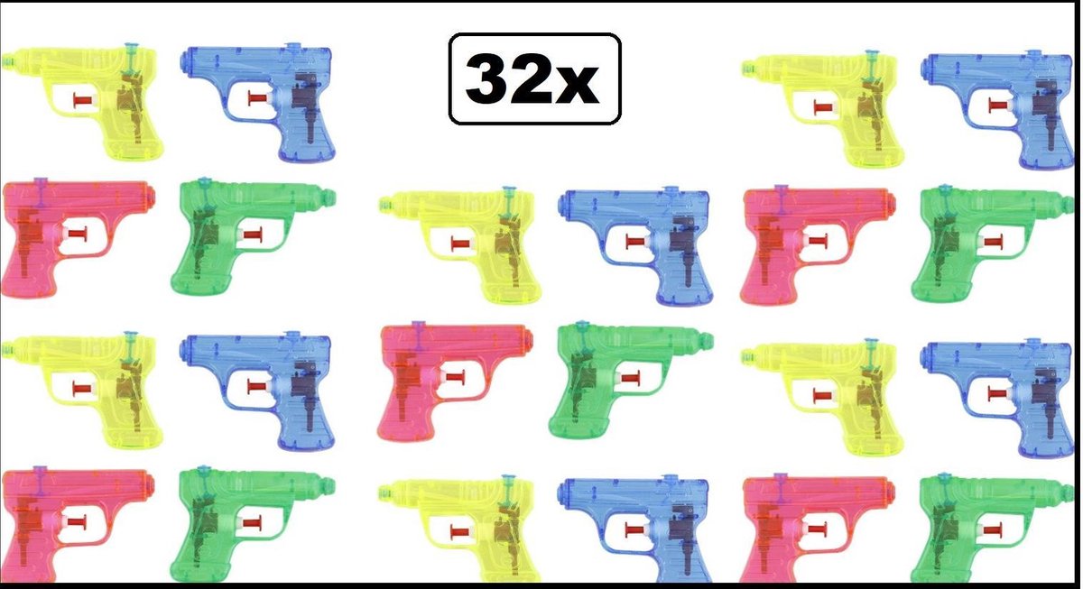 32x Waterpistooltjes 11cm 4 kleuren