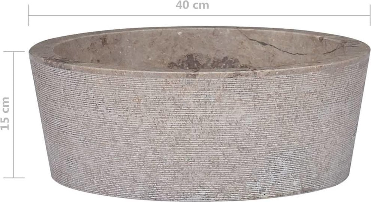 vidaXL Gootsteen Ø40x15 cm marmer grijs  VDXL_149179