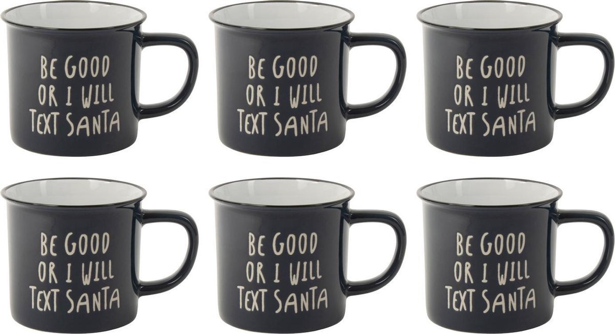 Mok TEXT SANTA 350ml - set 6 stuks