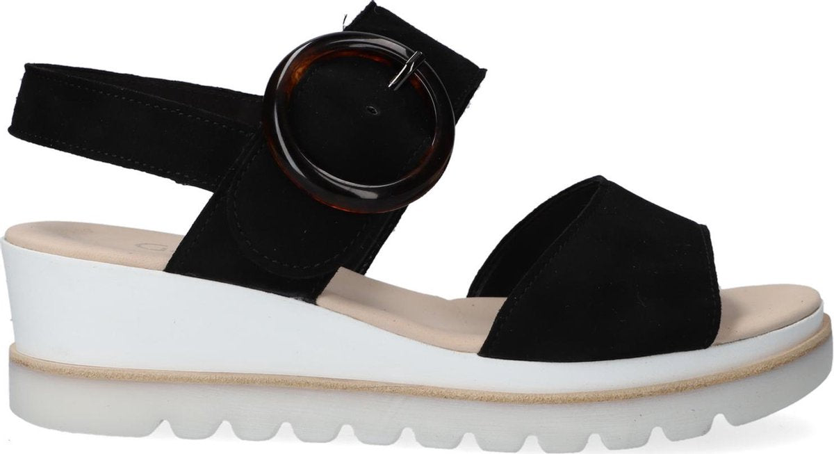 Gabor 645.1 Sandalen - Met Sleehak - Dames - Zwart - Maat 38