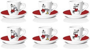 Bialetti Little Man espresso kop en schotel - set van 6 stuks