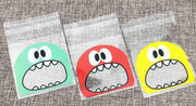 300x transparante uitdeelzakjes monster 3 kleuren (10x7 cm)