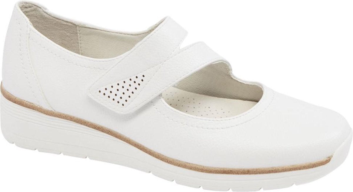 Easy Street Dames Witte ballerina klittenbandsluiting - Maat 41.5