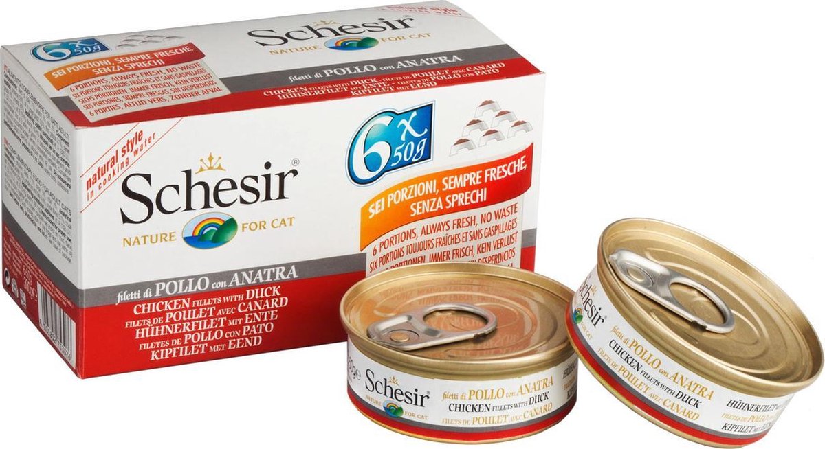 Schesir Kat Mp Blik 6x 50 g Kipfilet&Eend