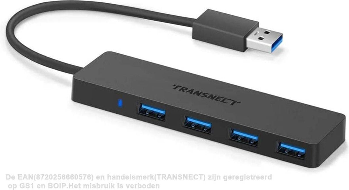 Usb Splitter - Usb Hub - 4 Poort - USB 2.0 - 5G - Zwart blauw
