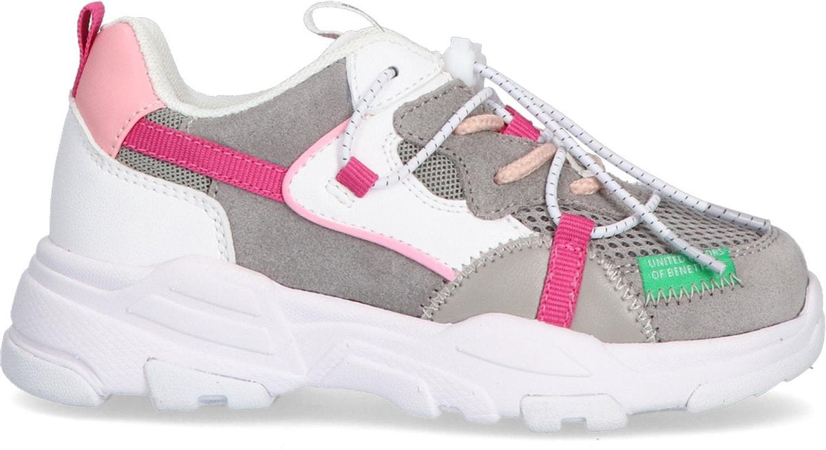 Benetton Layers Lage sneakers - Leren Sneaker - Meisjes - Wit - Maat 35