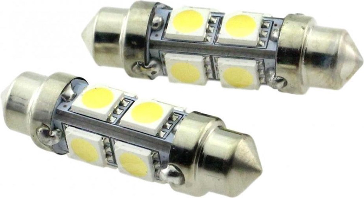 C5W autolamp 2 stuks | LED festoon 39mm | 8-SMD daglichtwit 6000K | 12 Volt - 2.2 Watt