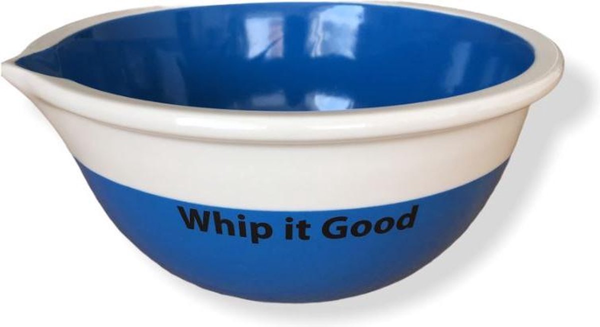 Bake it happen - Beslagkom - 25cm Ø - Keramiek - Blauw wit