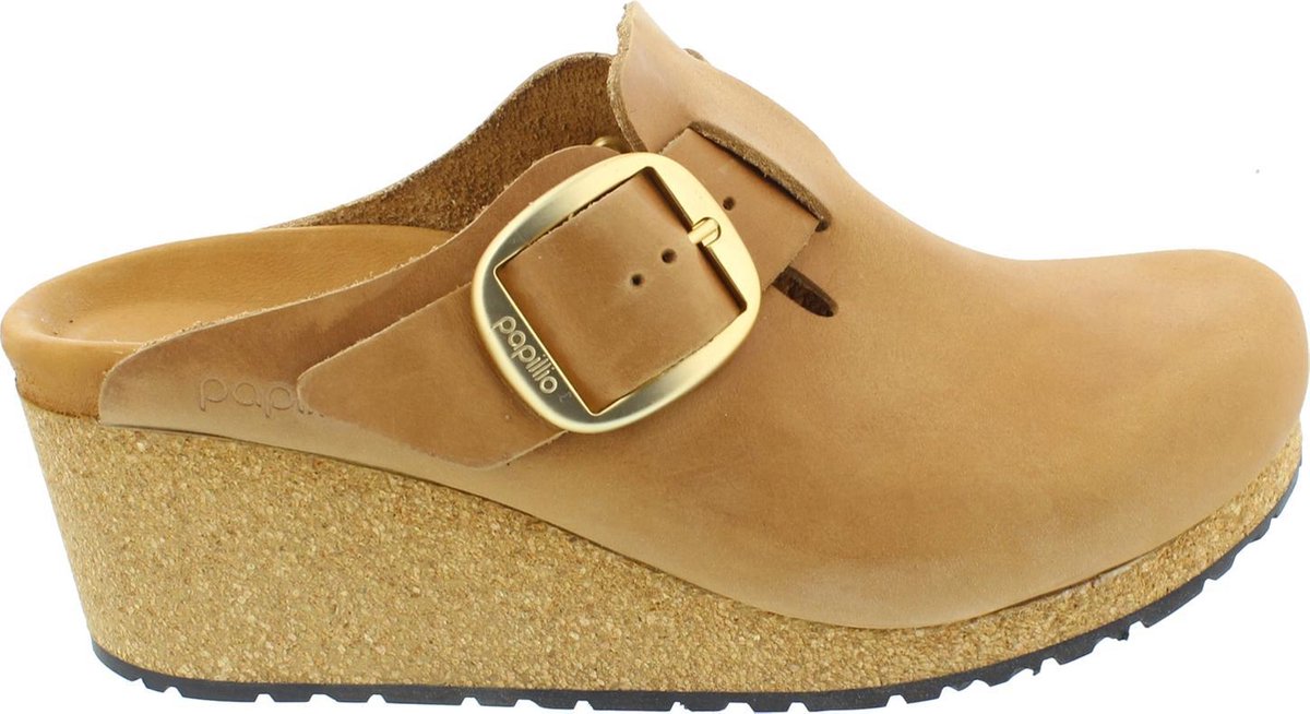 Birkenstock Pipillio Fanny cognac narrow Big Buckle dames clog met sleehak - maat 41