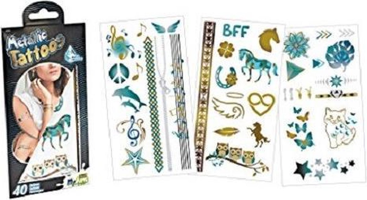 40 stuks tattoo's metallic meiden