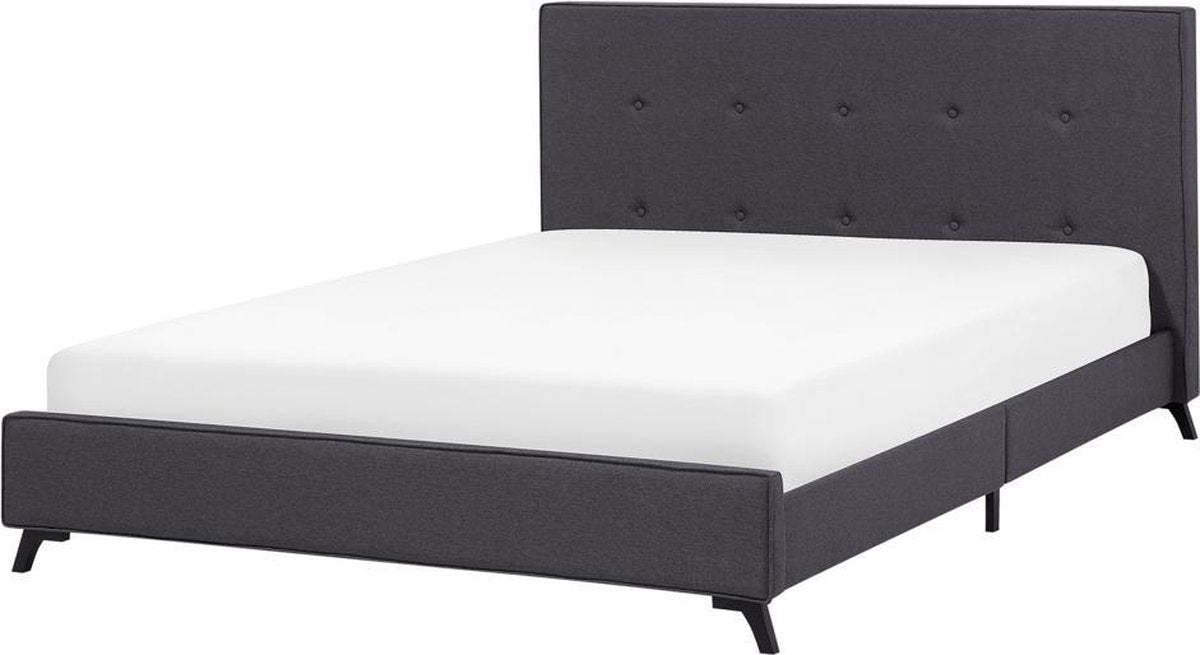 Beliani Bed Ambassador grijs - Stof - 140x200 cm