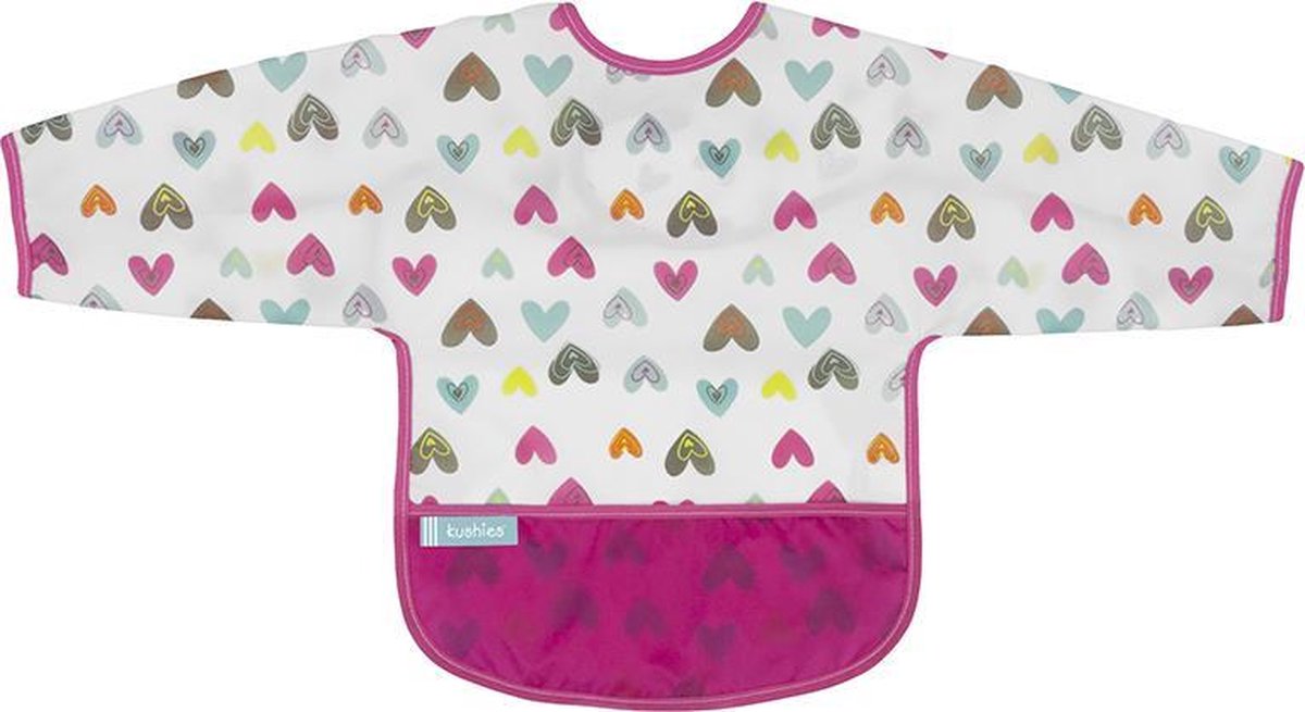 Kushies - Slabbetje -Waterdichte slab - met mouw - Hartjes - 6 t/m 12 maanden