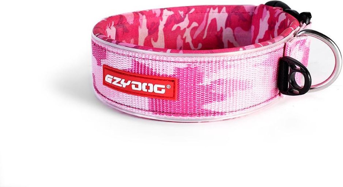 EzyDog Neo Wide - Brede Hondenhalsband (71-81cm) - Roze Camouflage - 3XL