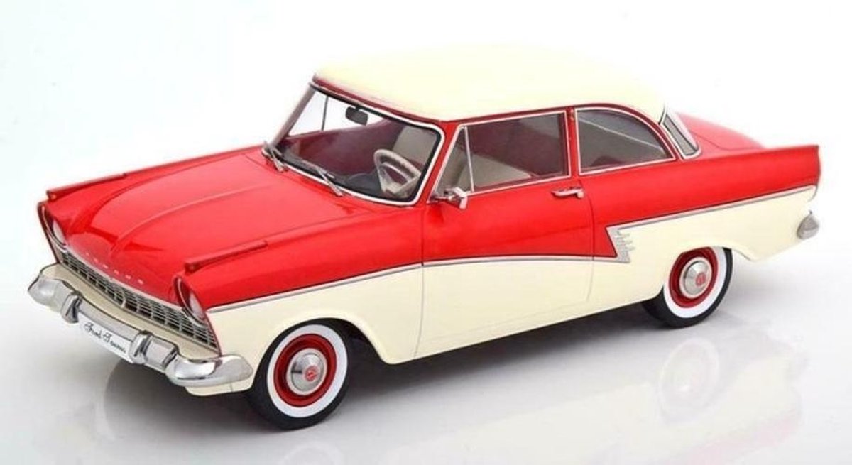 Ford Taunus 1957 – Limited Edition 1 of 1250 pcs. (Rood/Wit) (30 cm) 1/18 KK Scale - Modelauto - Schaalmodel - Modelauto - Miniatuurauto - Miniatuur autos