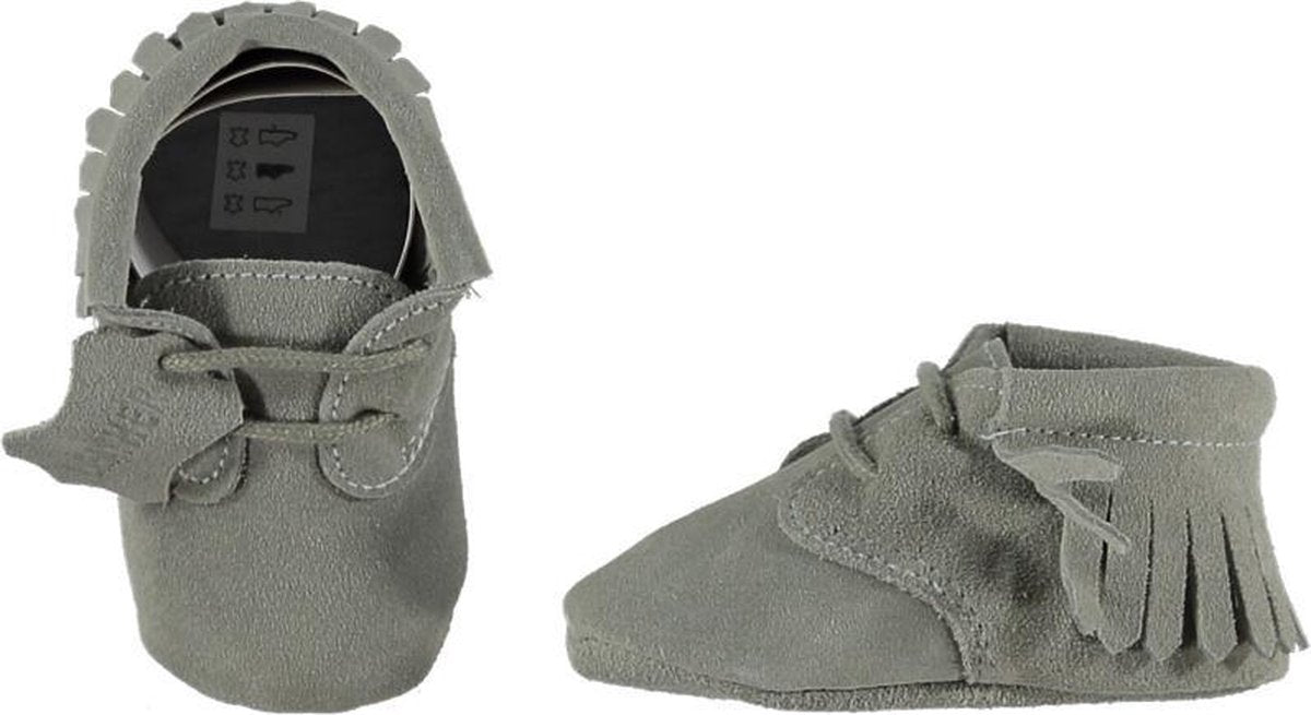 XQ Leren babyschoentjes Mochachins Grijs