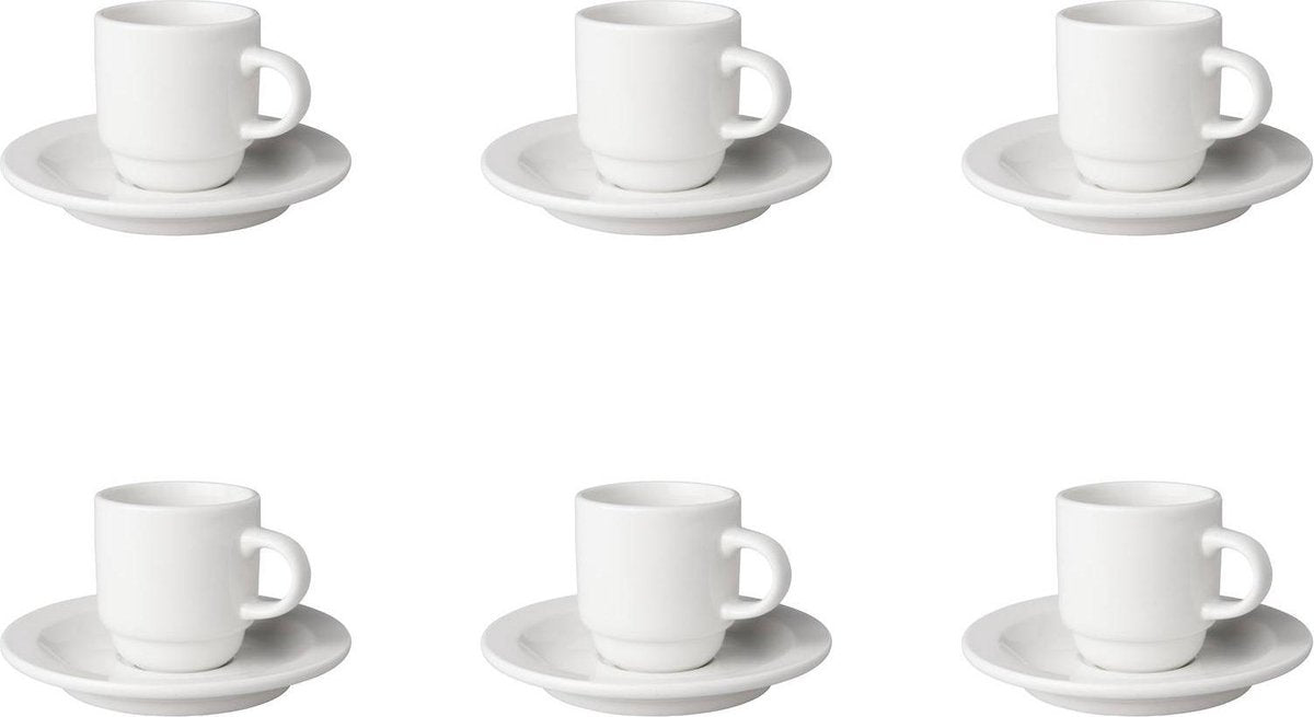 Mammoet Budgetline set 6 Kop + schotel 14 cl 13.5 cm Wit Porselein 506946