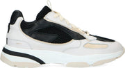 Manfield - Dames - Beige leren sneakers met zwarte details - Maat 39