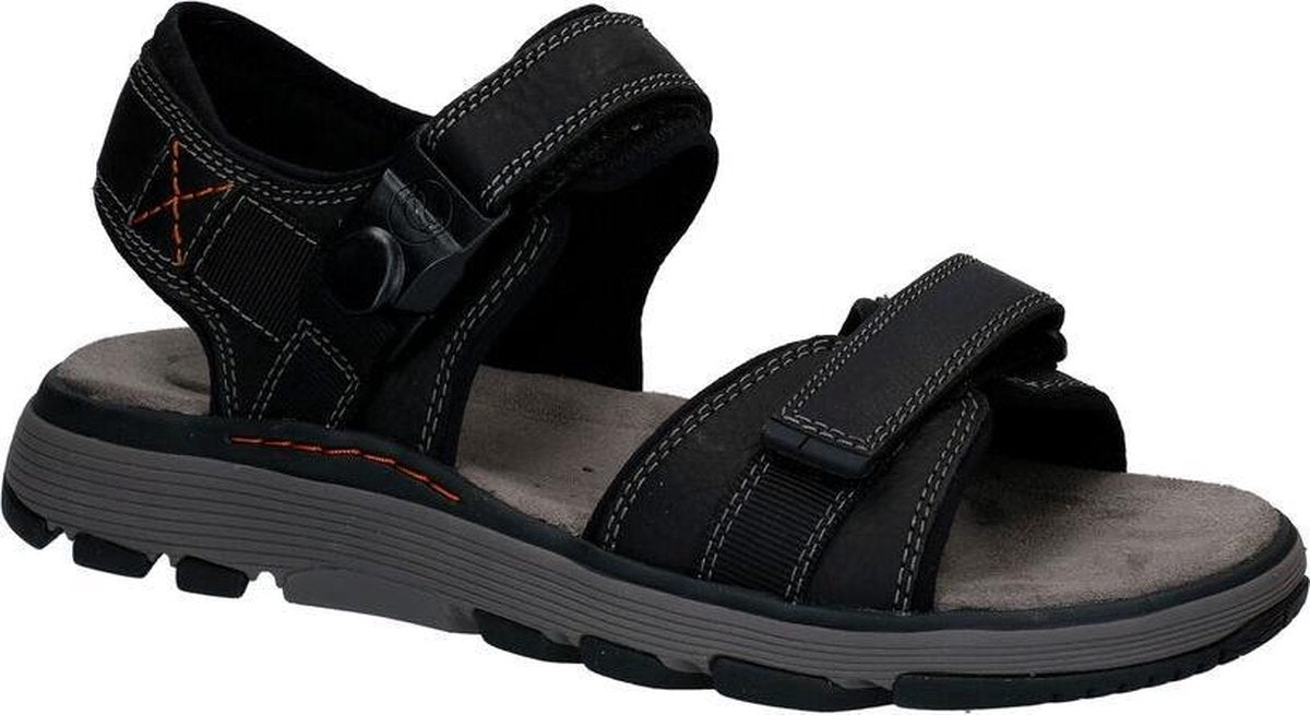 Clarks Un Trek Part Heren Sandalen - Black Leather - Maat 42.5
