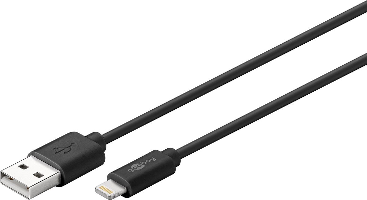 Goobay 63523 1m USB A Lightning Zwart mobiele telefoonkabel
