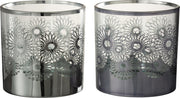 J-Line Windlicht Zonnebloem Glas Zilver Large Assortiment Van 2
