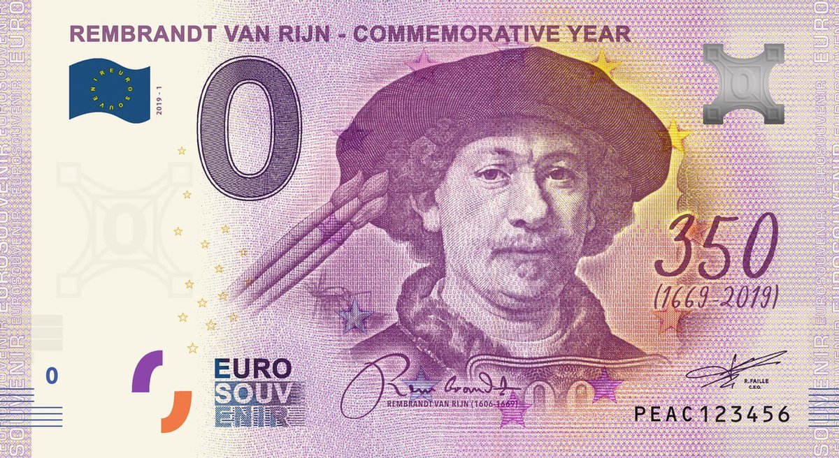 0 Euro Biljet 2019 - Rembrandt