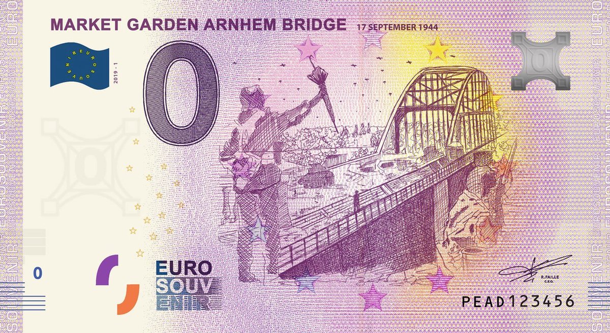 0 Euro Biljet 2019 - Market Garden Arnhem Bridge