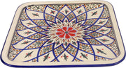 Bord - Vierkant - Blauw met print - 28x28x3 cm - Sarana - Fairtrade Tunesie - Fairtrade