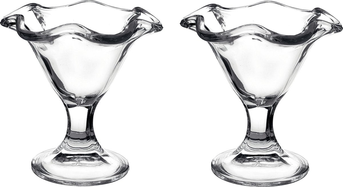 Set van 4x stuks ijs/sorbet coupes op voet van glas 240 ml - Ijscoupe glazen/schaaltjes
