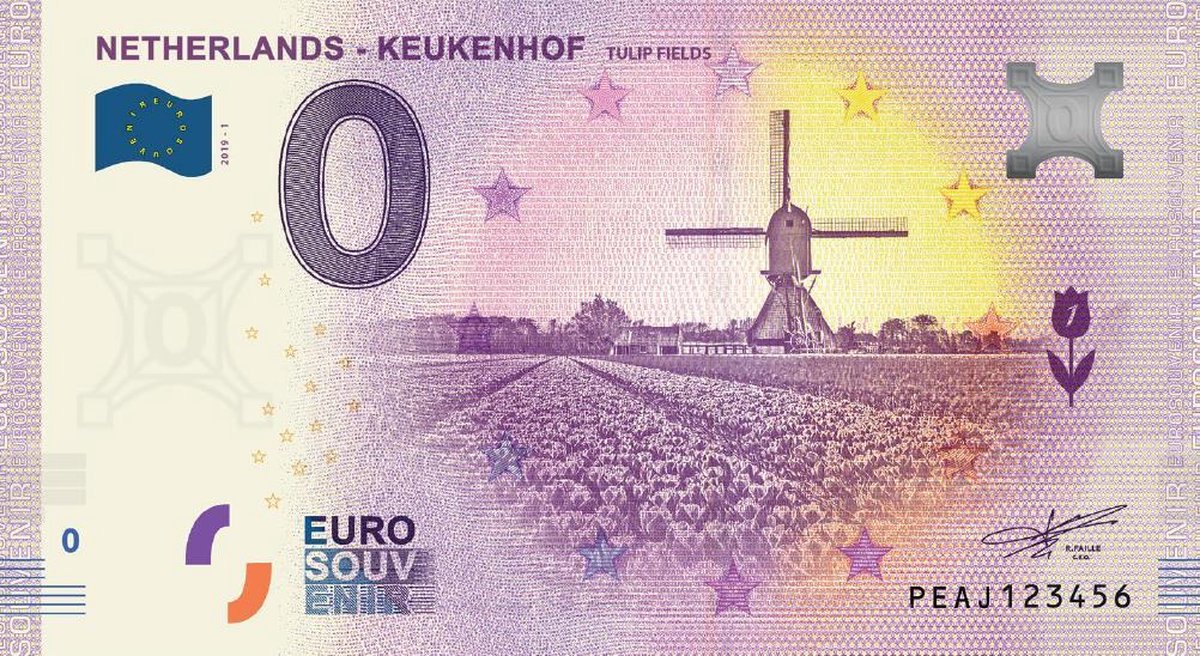 0 Euro Biljet 2019 - Keukenhof Tulip Fields