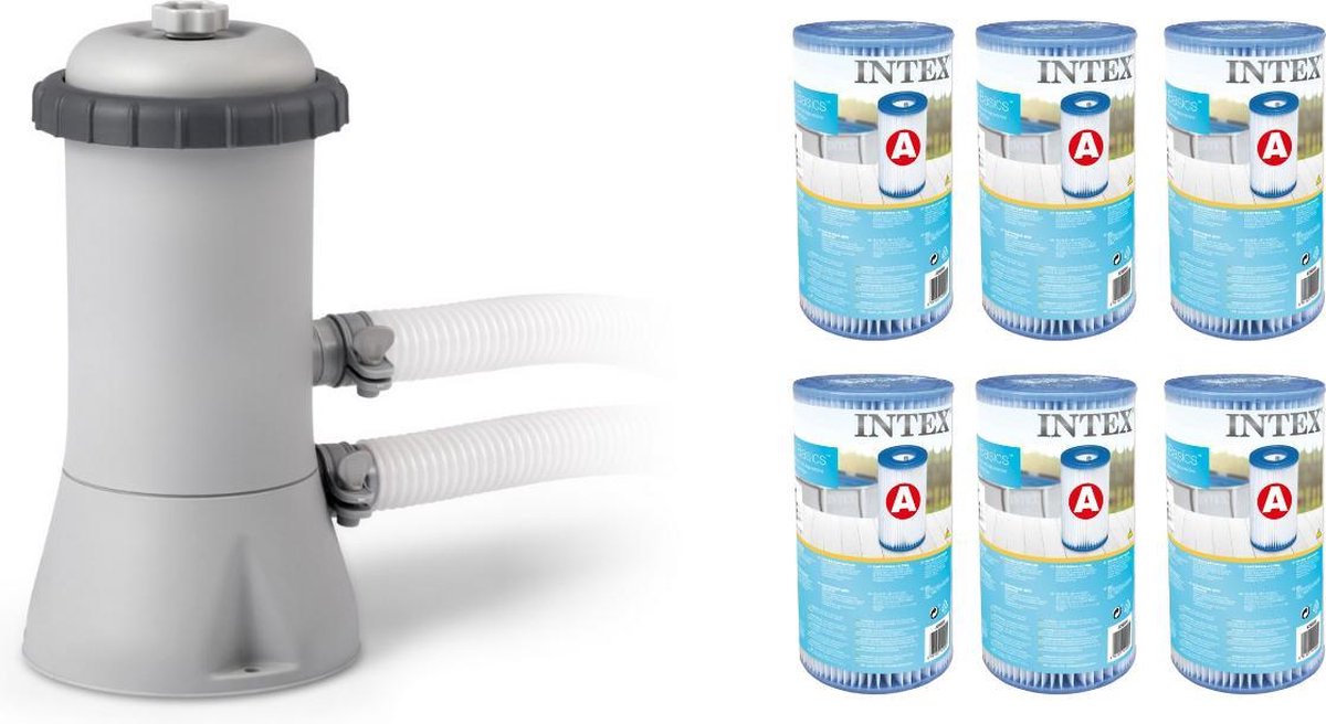 Intex Cartridge Filterpomp 2271 L/uur (12V) – met 6 extra filters type A - bundelpakket
