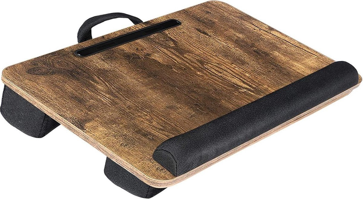 Nancy's Laptoptafel - Laptophouder - Laptopkussen - Handvat - Groef voor Mobiele Telefoon - Vintage Bruin - 55 x 37 x 12 cm
