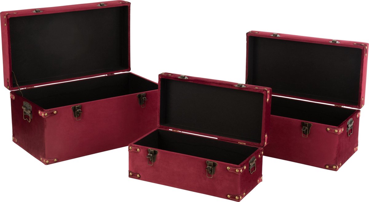 J-Line Set Van 3 Koffers Hoog Velvet Bordeaux Large