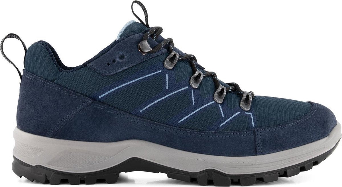 Travelin' Svendborg - Lage Heren wandelschoenen - Waterdicht en ademend - Blauw Leer - Maat 46