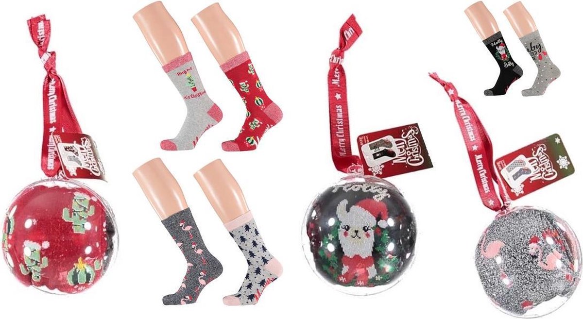 SOX 6 paar Kerstsokken in Kerstbal Dames
