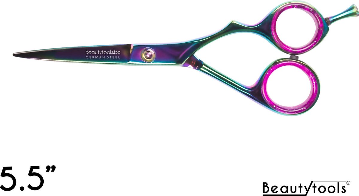BeautyTools PREMIUM LINE  Kappersschaar / Knipschaar Rechtshandig - Rainbow ThicCut voor dik haar (5.5 Inch) - (RS-1338)