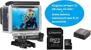 Lipa AT-30 action camera 4K en 16 MP - Wifi phone remote - Met 32 accessoires- Met waterproof case- Met beeldstabilisatie- Met SD 16 GB