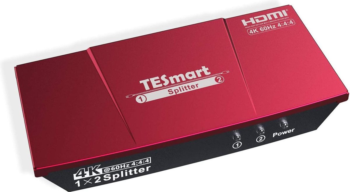 NÖRDIC SGM-161 HDMI splitter 1 input naar 2 output - 1080p - 4K 60Hz - 18 Gbps - Rood/Zwart